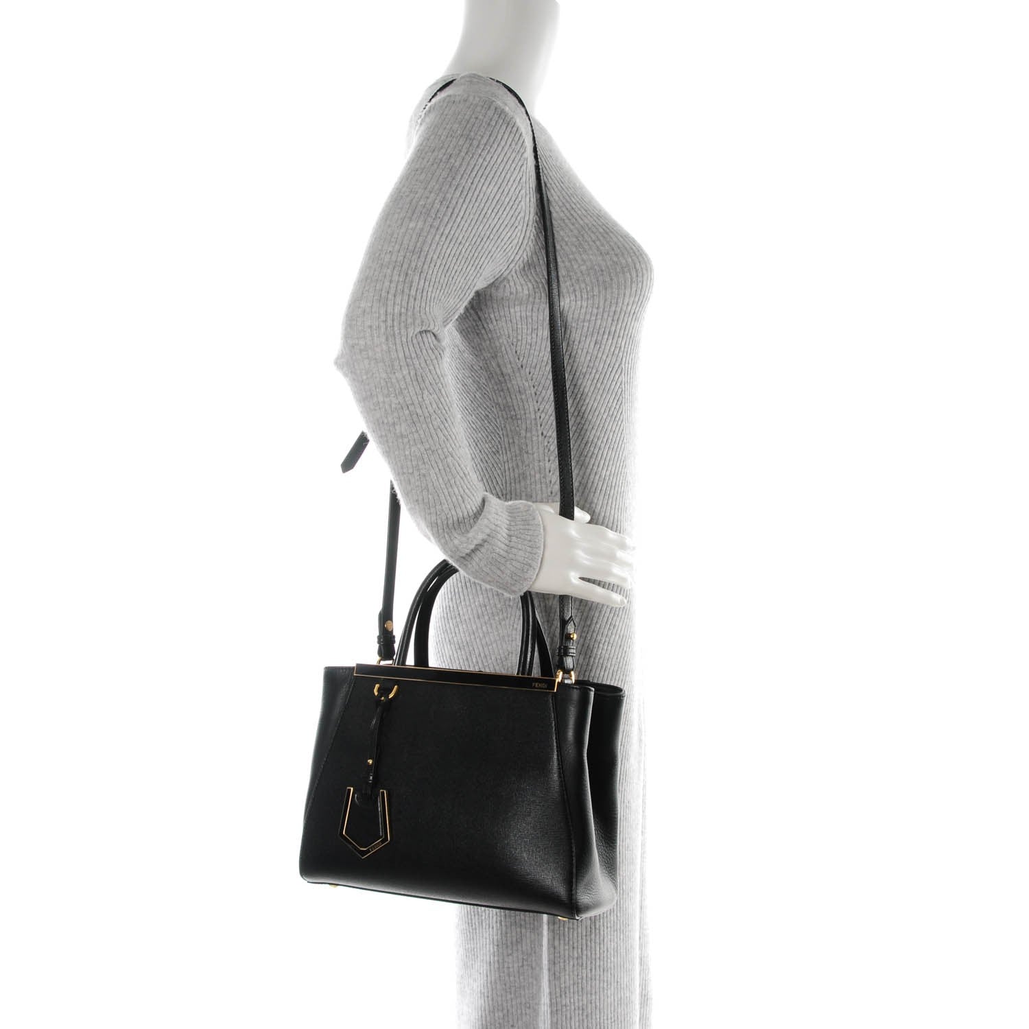 Fendi Vitello Elite Petite 2Jours Tote Black 2 of 8