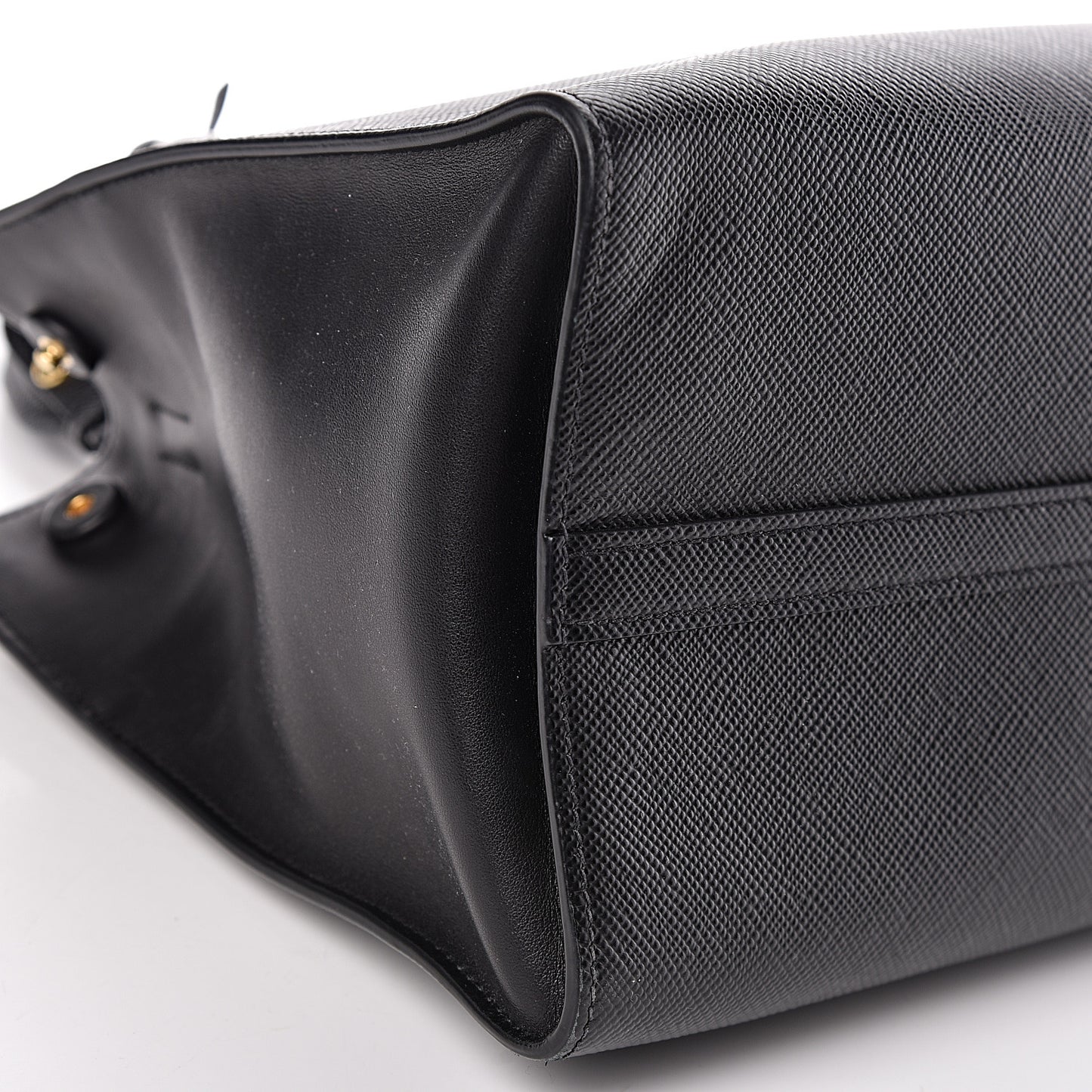 Saffiano Cuir Calfskin Medium Monochrome Top Handle Tote Black