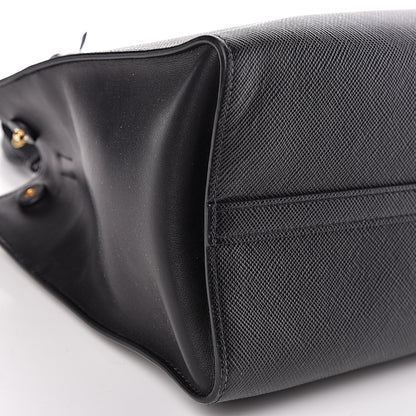 Prada Saffiano Cuir Calfskin Medium Monochrome Top Handle Tote Black 8 of 9