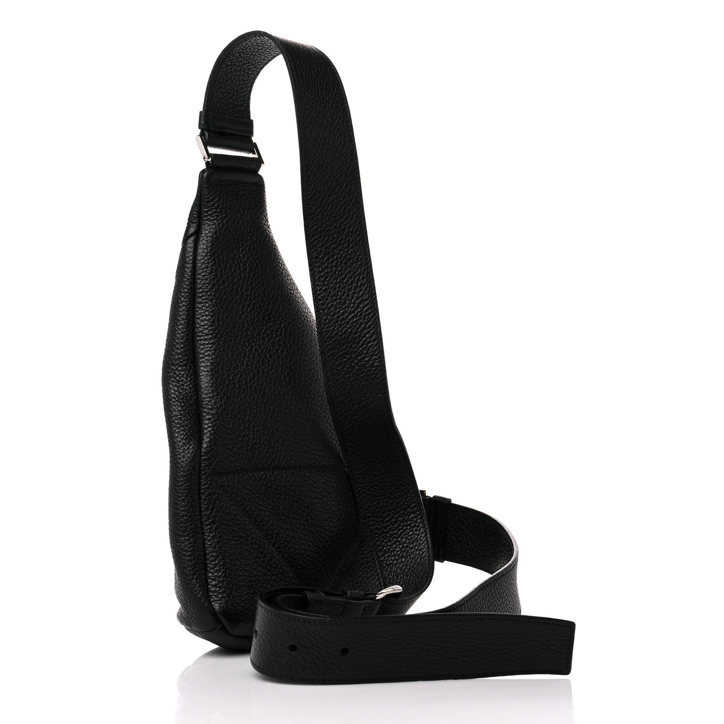 Vitello Daino Logo Embossed Cross Sling Backpack Black