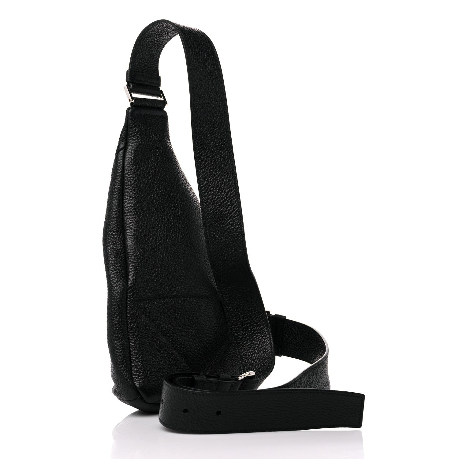 Prada Vitello Daino Logo Embossed Cross Sling Backpack Black 2 of 7