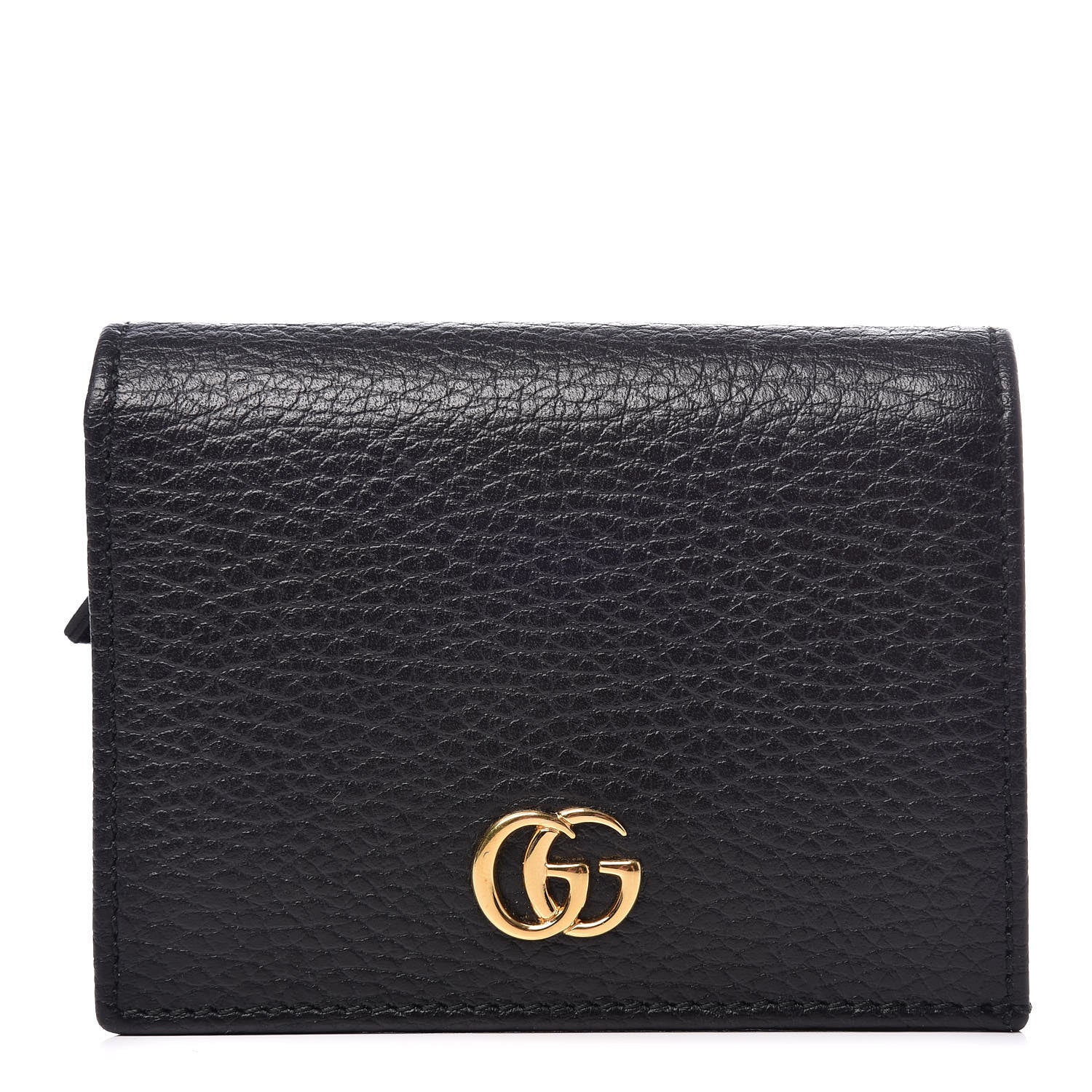 Gucci Pebbled Calfskin GG Marmont Card Case Black 1 of 8