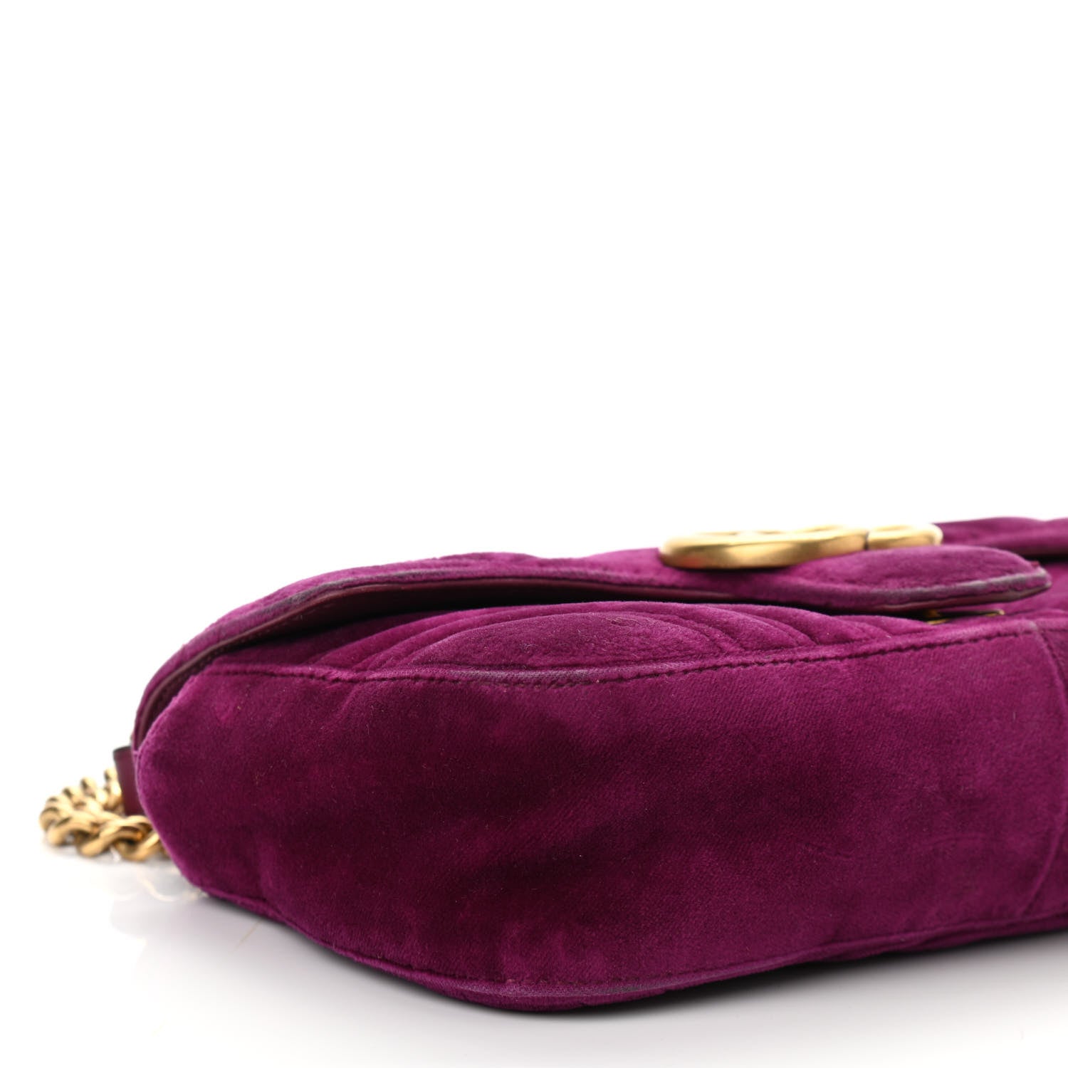 Gucci Velvet Matelasse Mini GG Marmont Shoulder Bag Fuchsia Violet Cyclamen 9 of 10