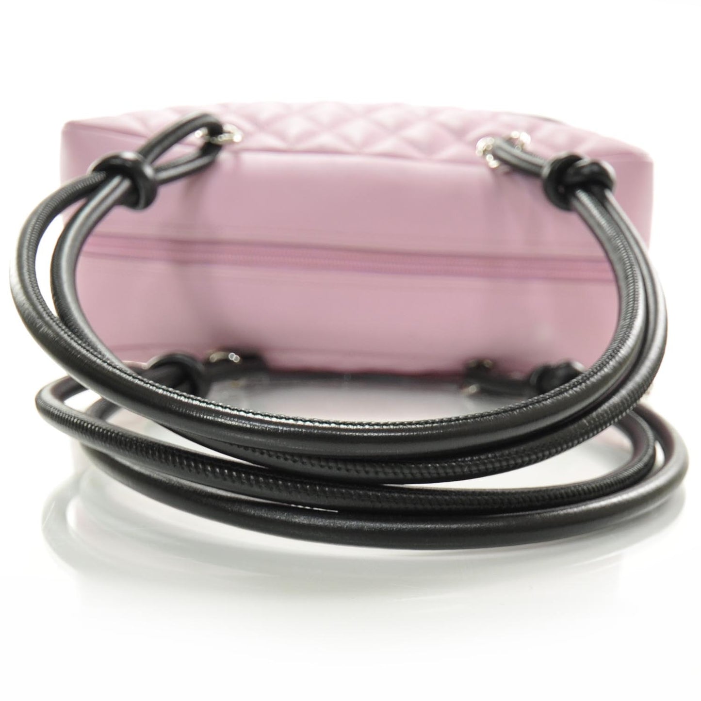 Calfskin Quilted Large Cambon Bowler Pink Black