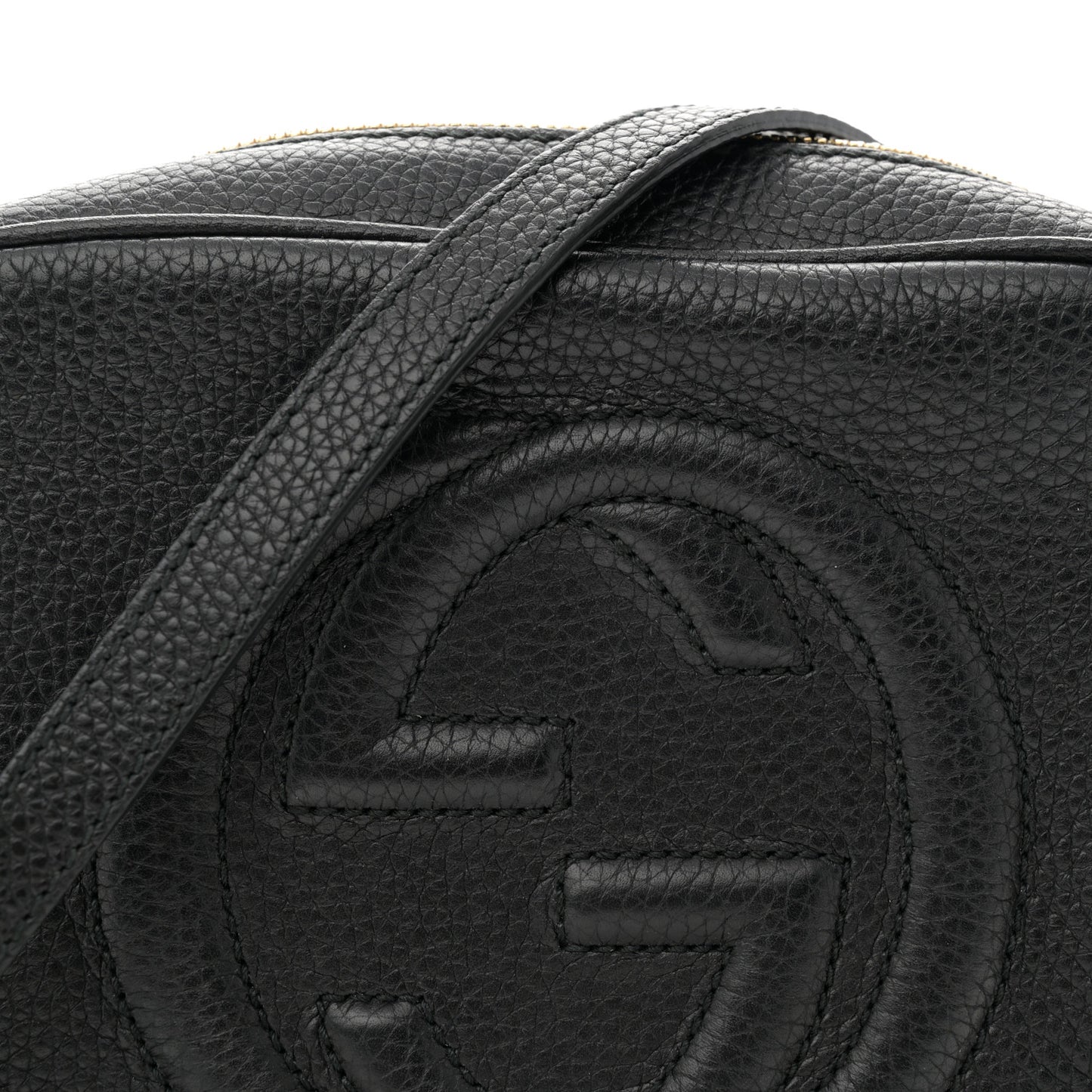 Pebbled Calfskin Small Soho Disco Bag Black