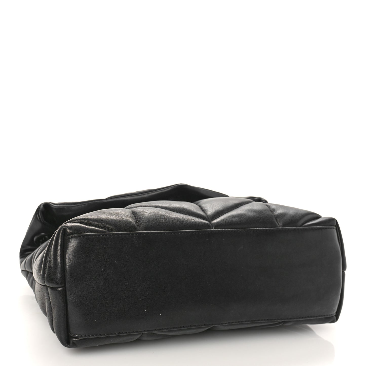 Lambskin Quilted Monogram Monochrome Small Loulou Puffer Chain Satchel Black