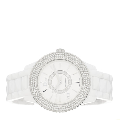 Christian Dior Stainless Steel Ceramic Diamond Pave Bezel Mother of Pearl 38mm Dior VIII Automatic Watch White 2 of 5