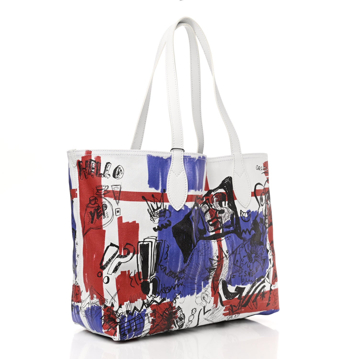 Burberry Canvas House Check Union Jack Sketchbook Reversible Doodle Tote Red White Blue 5 of 17