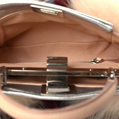 Fendi Metallic Nappa Fox Fur Mini Peekaboo Iconic Satchel Brown Multicolor 5 of 9
