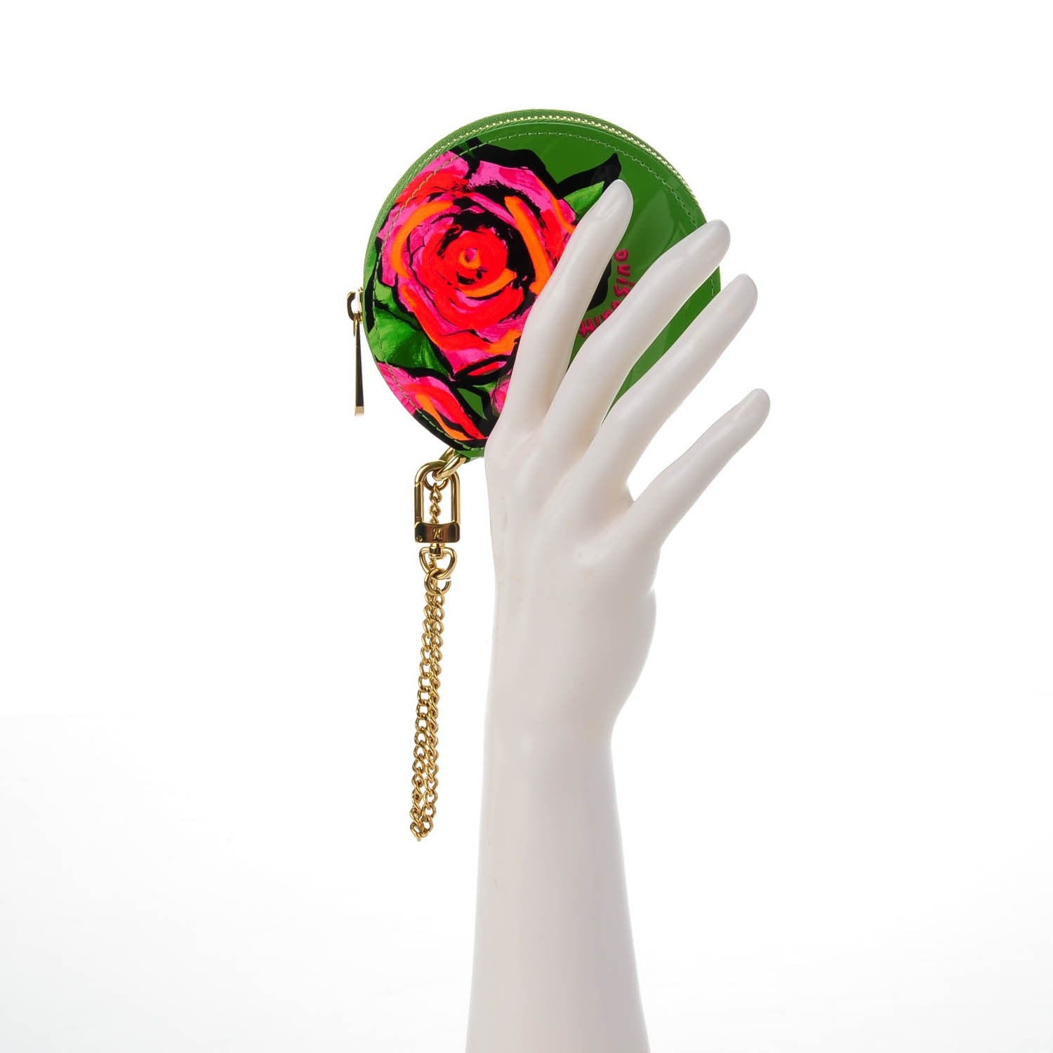 Louis Vuitton Vernis Roses Chapeau Coin Purse Vert Tonic 2 of 7