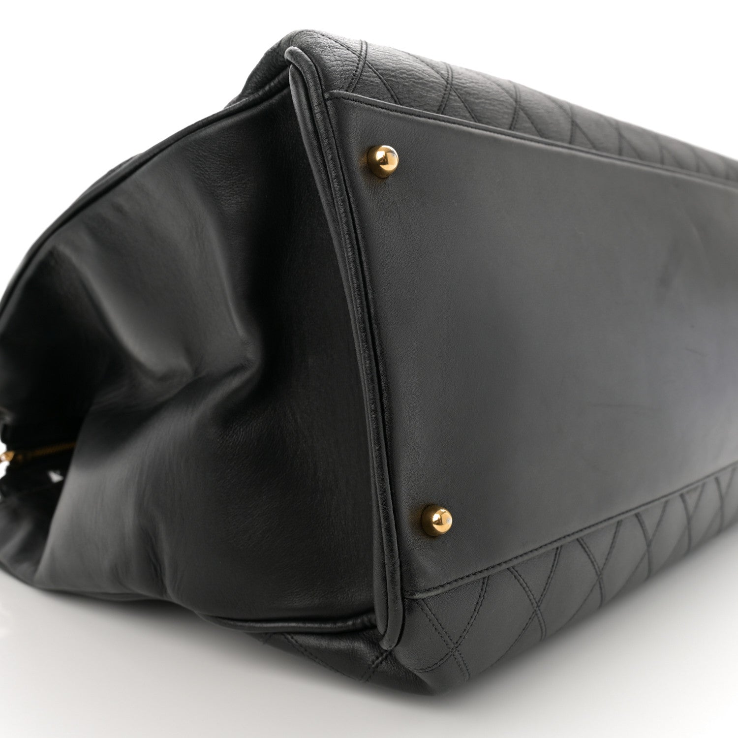 Chanel Calfskin Stitched XL Weekender Black 10 of 15