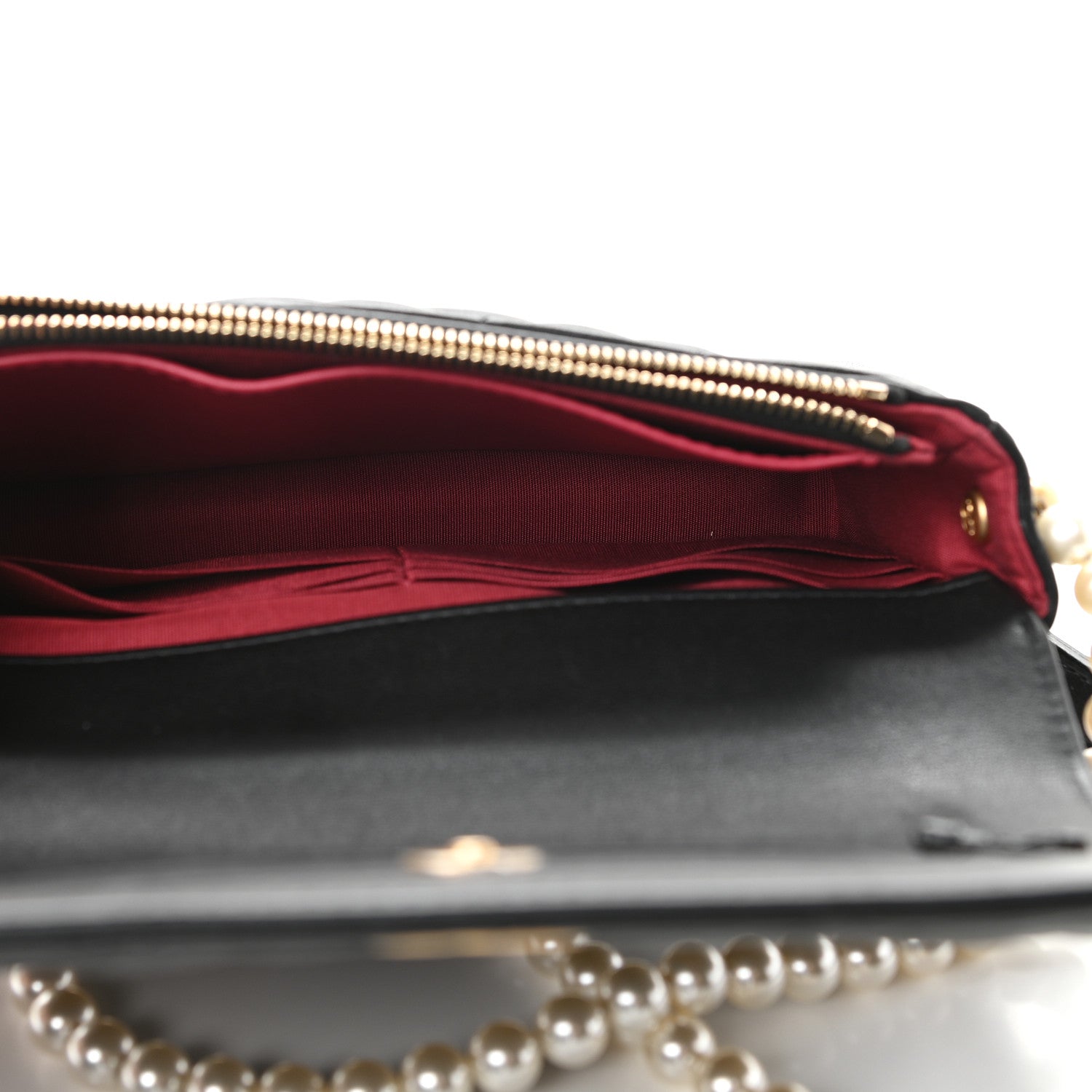 Chanel Calfskin Quilted Pearl Wallet On Chain WOC Black 8 of 19