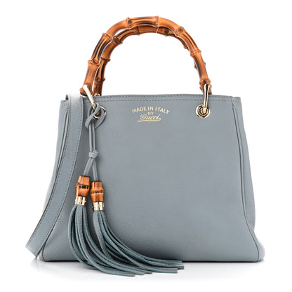 Gucci Calfskin Small Bamboo Shopper Tote Light Blue 1 of 10