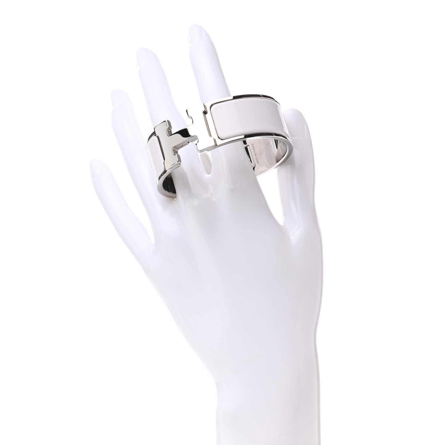 Enamel Wide Clic Clac H Bracelet PM White