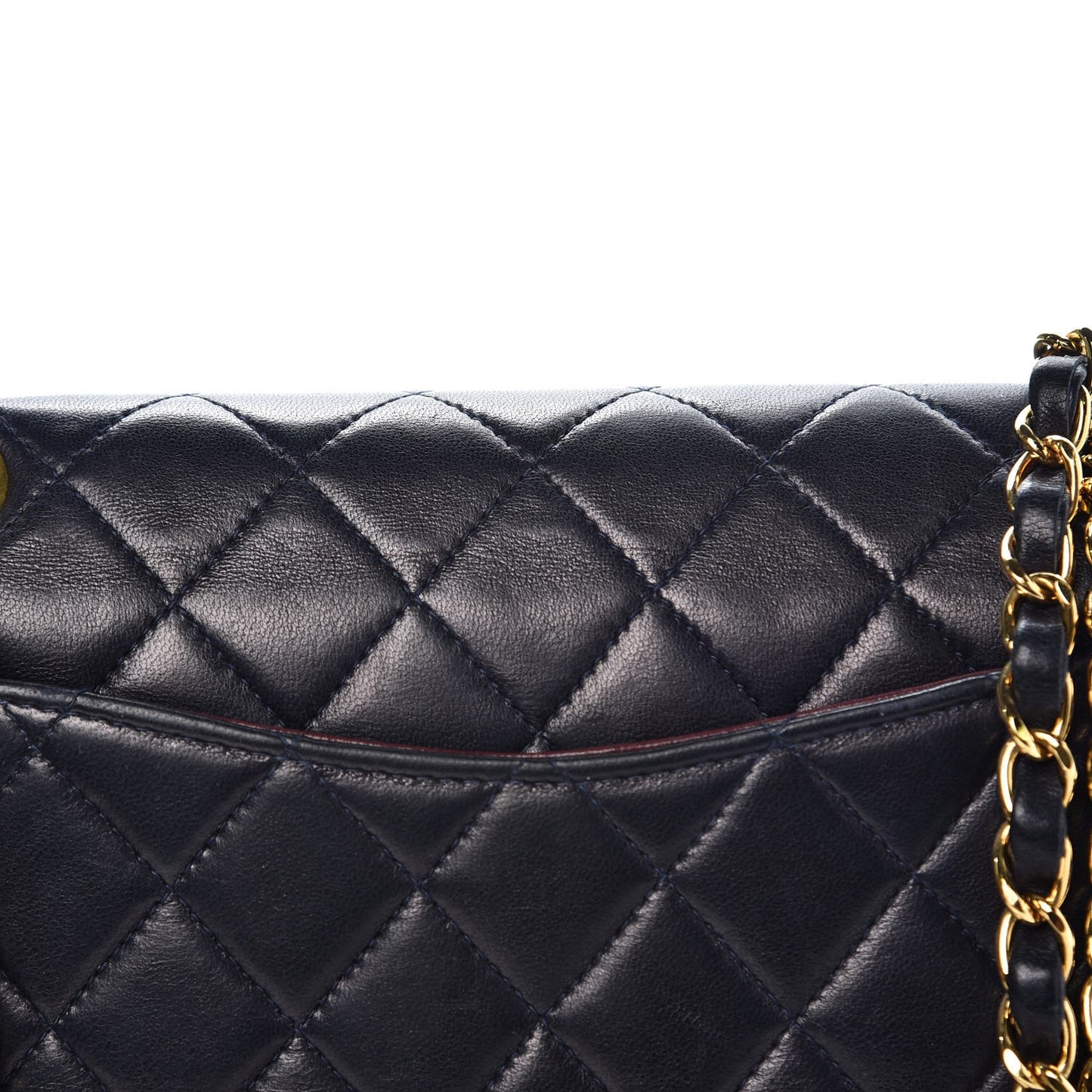 Lambskin Quilted Small Double Flap Navy