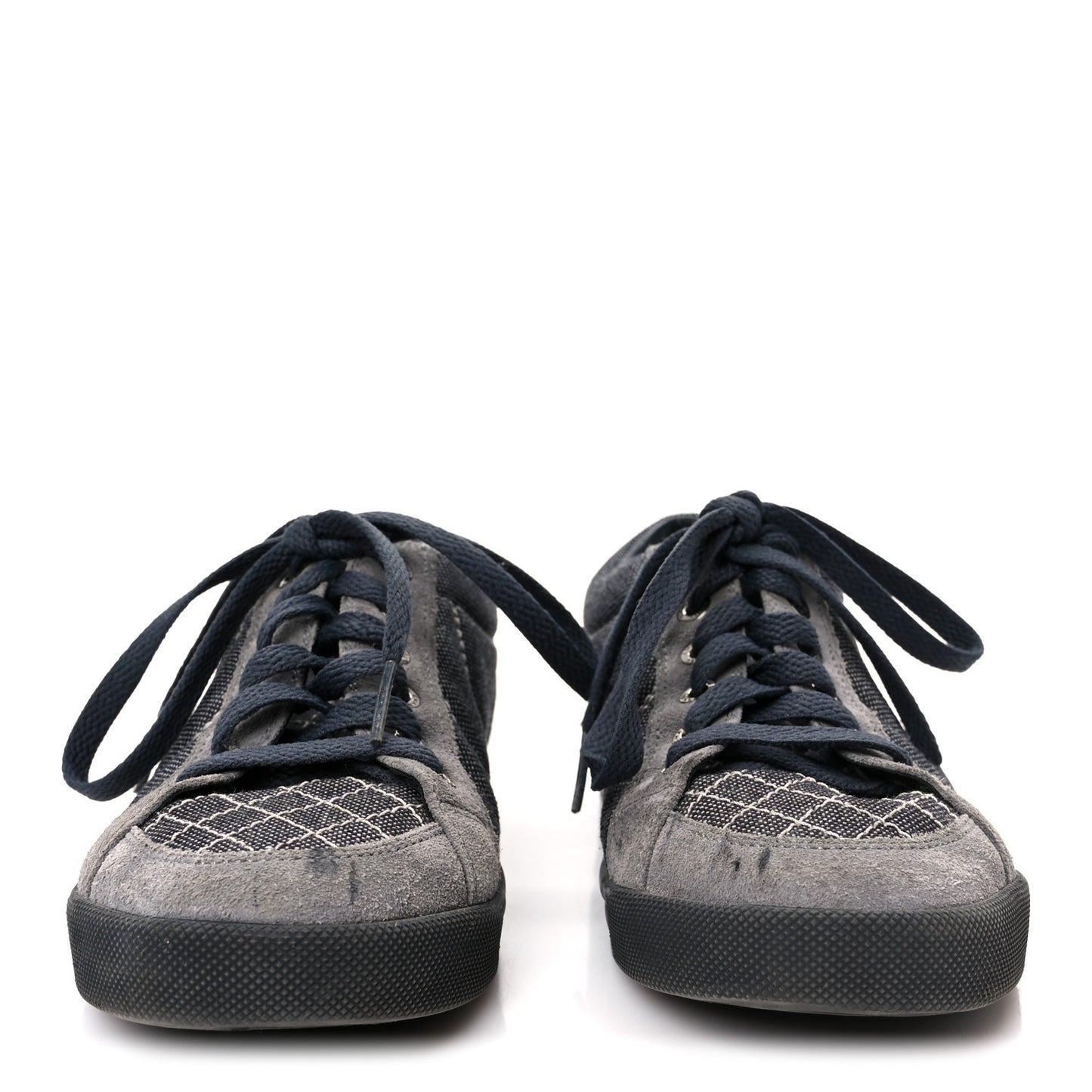 Toile Suede Calfskin CC Low Top Sneakers 36 Dark Grey