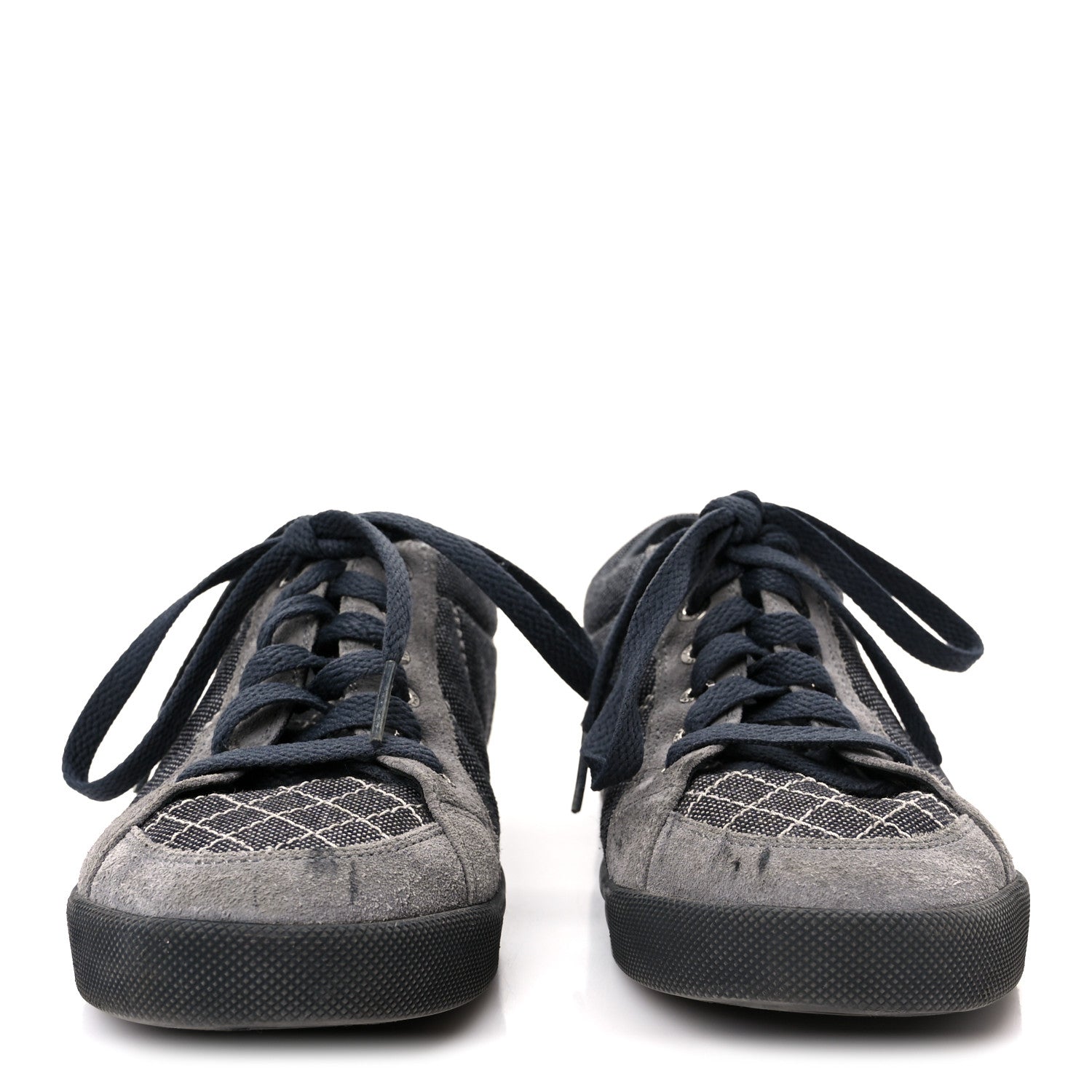 Chanel Toile Suede Calfskin CC Low Top Sneakers 36 Dark Grey 3 of 11