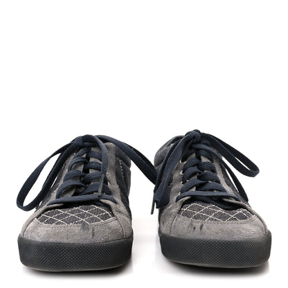 Chanel Toile Suede Calfskin CC Low Top Sneakers 36 Dark Grey 3 of 11