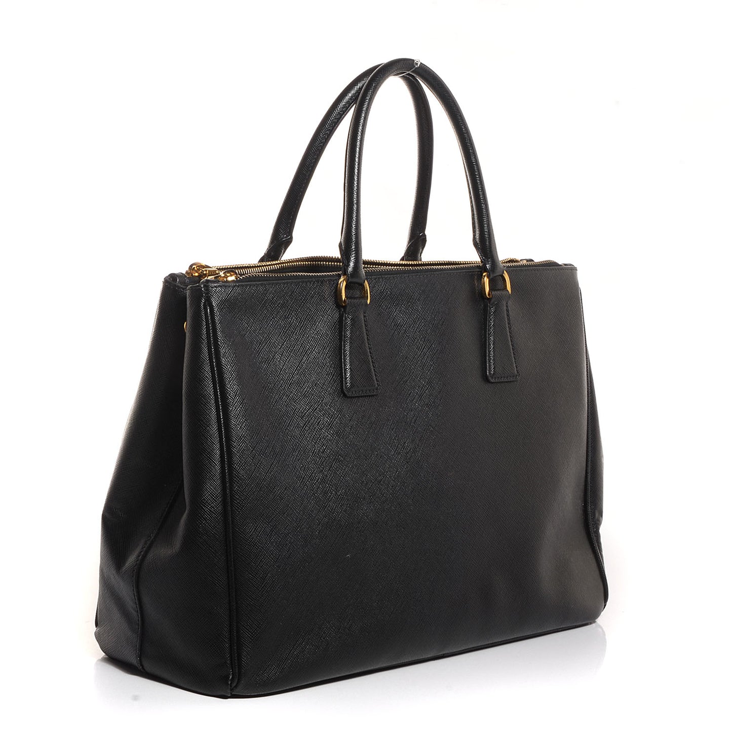 Saffiano Lux Large Double Zip Tote Nero Black