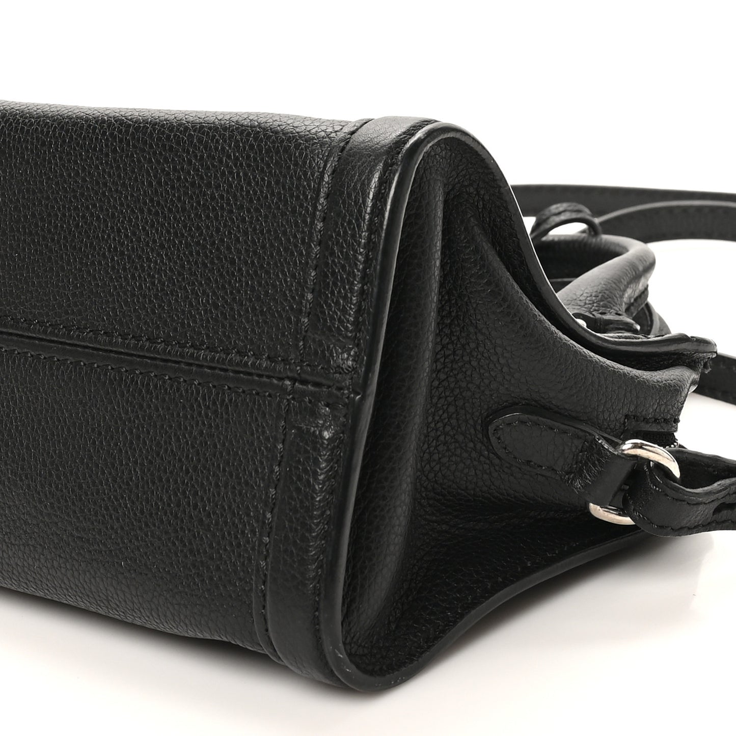 Pebbled Calfskin Mini Skull Padlock Zip Around Tote Black