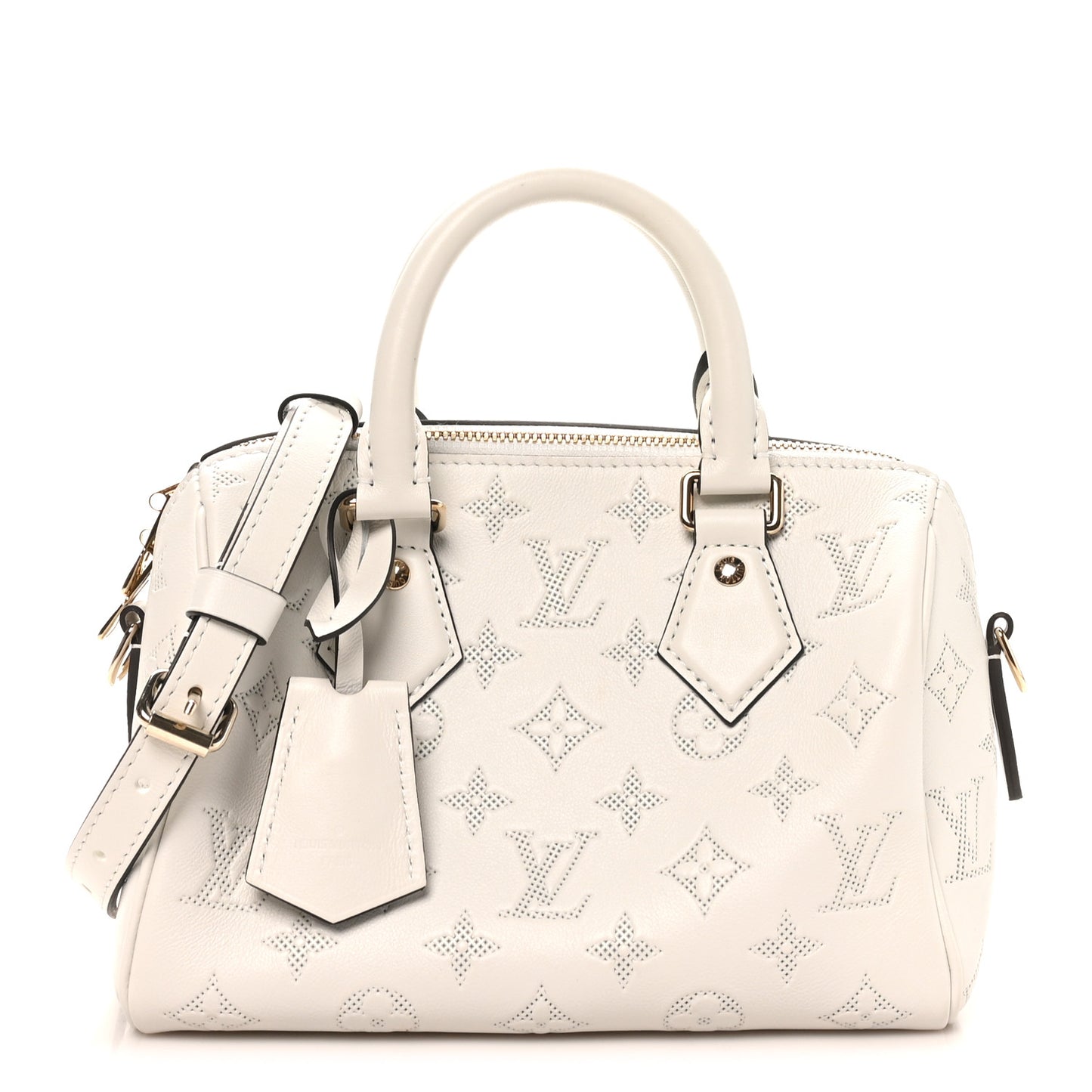 Monogram Embossed Calfskin Speedy Bandouliere 20 White Blanc