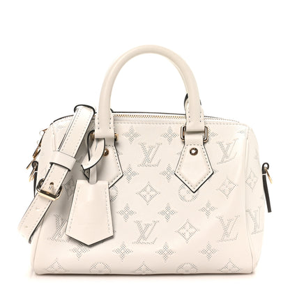 Louis Vuitton Monogram Embossed Calfskin Speedy Bandouliere 20 White Blanc 1 of 9