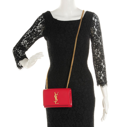 Saint Laurent Grain De Poudre Small Classic Monogram Satchel Lipstick Red 2 of 9