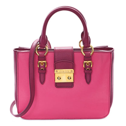 Miu Miu Goatskin Madras Bi-Color Shopping Tote Pink Malva 1 of 10