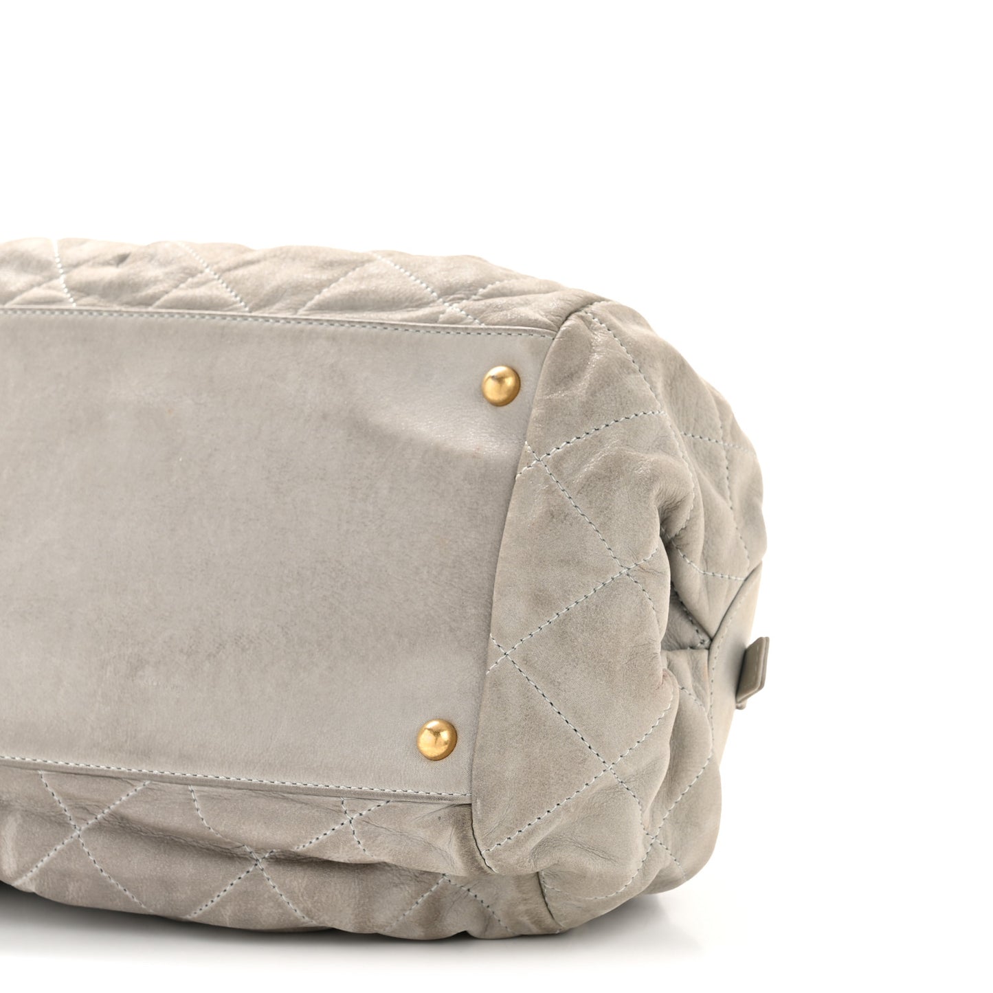 Iridescent Calfskin Chic Quilt Bowling Bag Grey