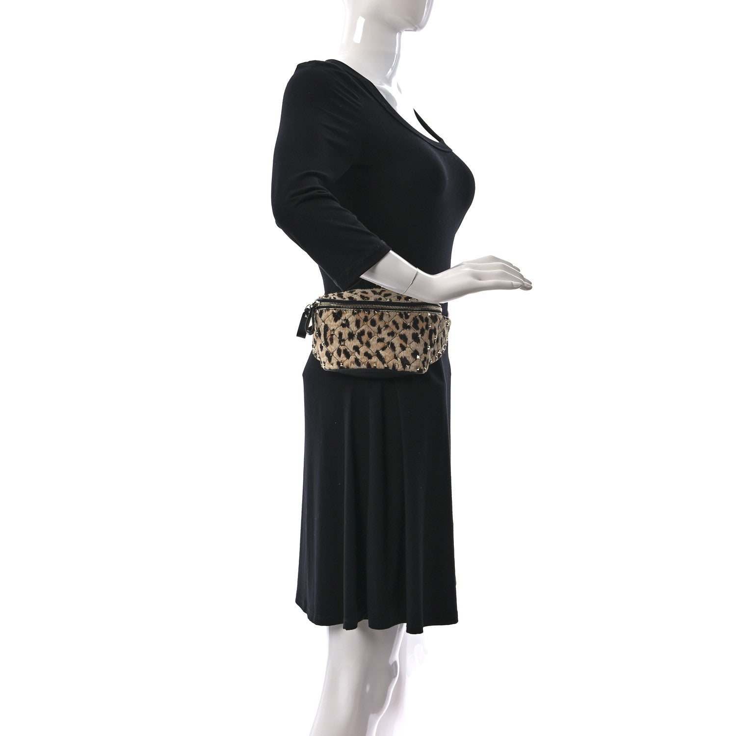 Valentino Garavani Calfskin Pony Hair Leopard Print Rockstud Spike Belt Bag 75 2 of 14