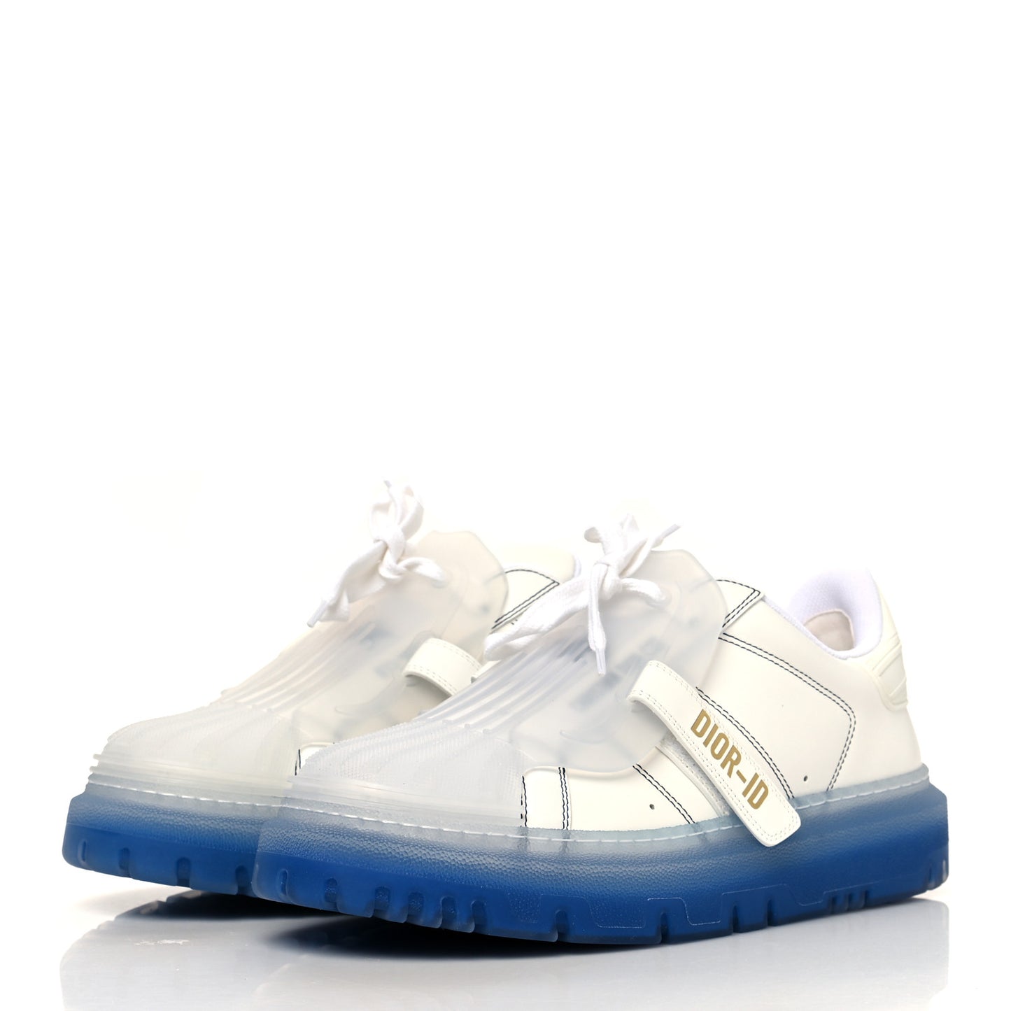 Calfskin Clear Rubber Dior-ID Platform Sneakers 41 White Deep Blue