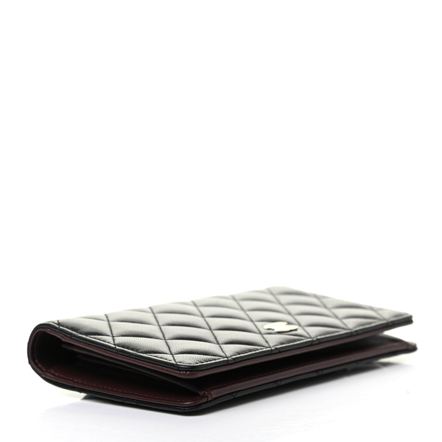 Lambskin Quilted Yen Wallet Black