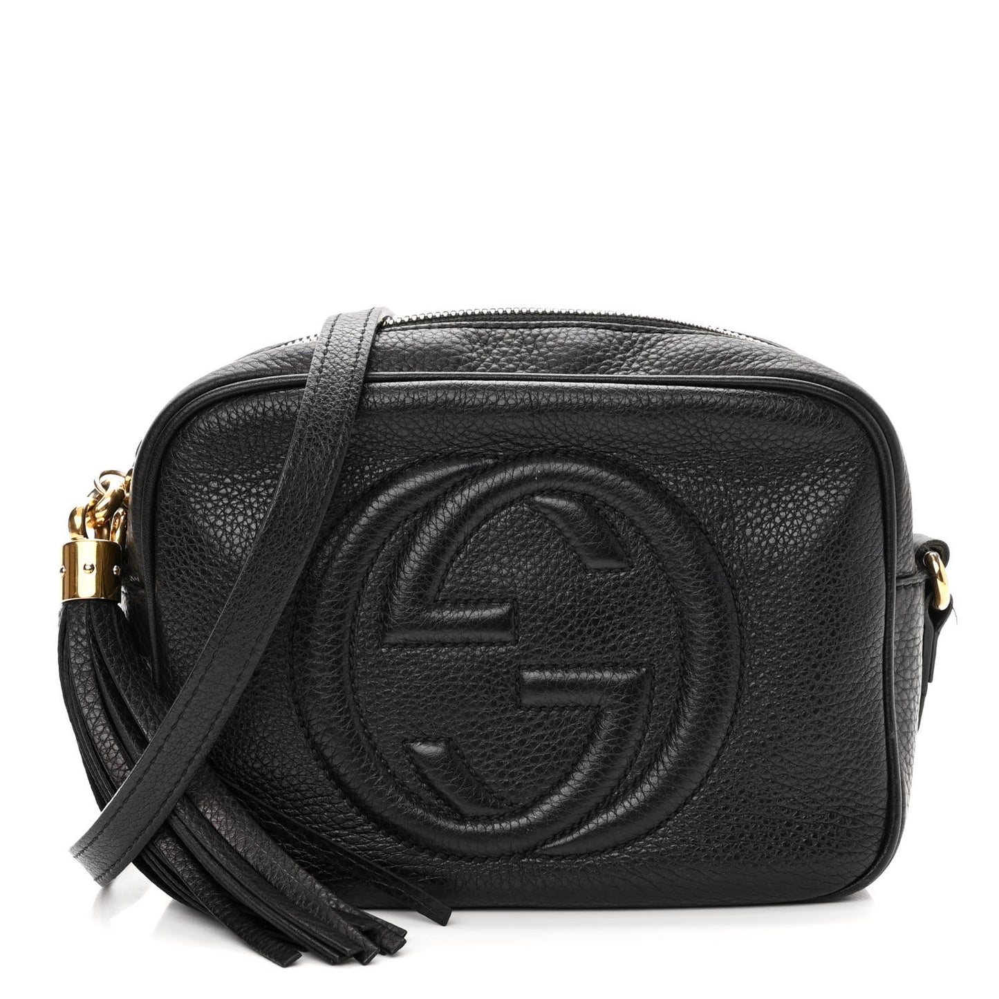 Pebbled Calfskin Small Soho Disco Bag Black