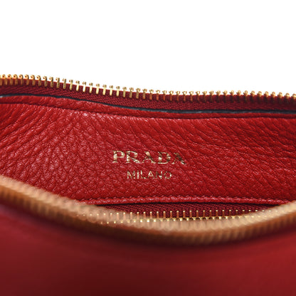 Prada Vitello Phenix Zippered Messenger Hobo Rosso 8 of 9