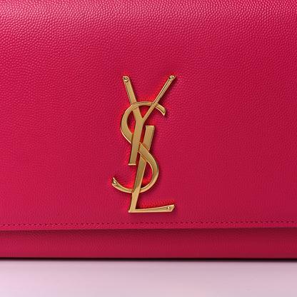 Saint Laurent Grain De Poudre Medium Monogram Kate Satchel Lipstick Fuchsia 16 of 16