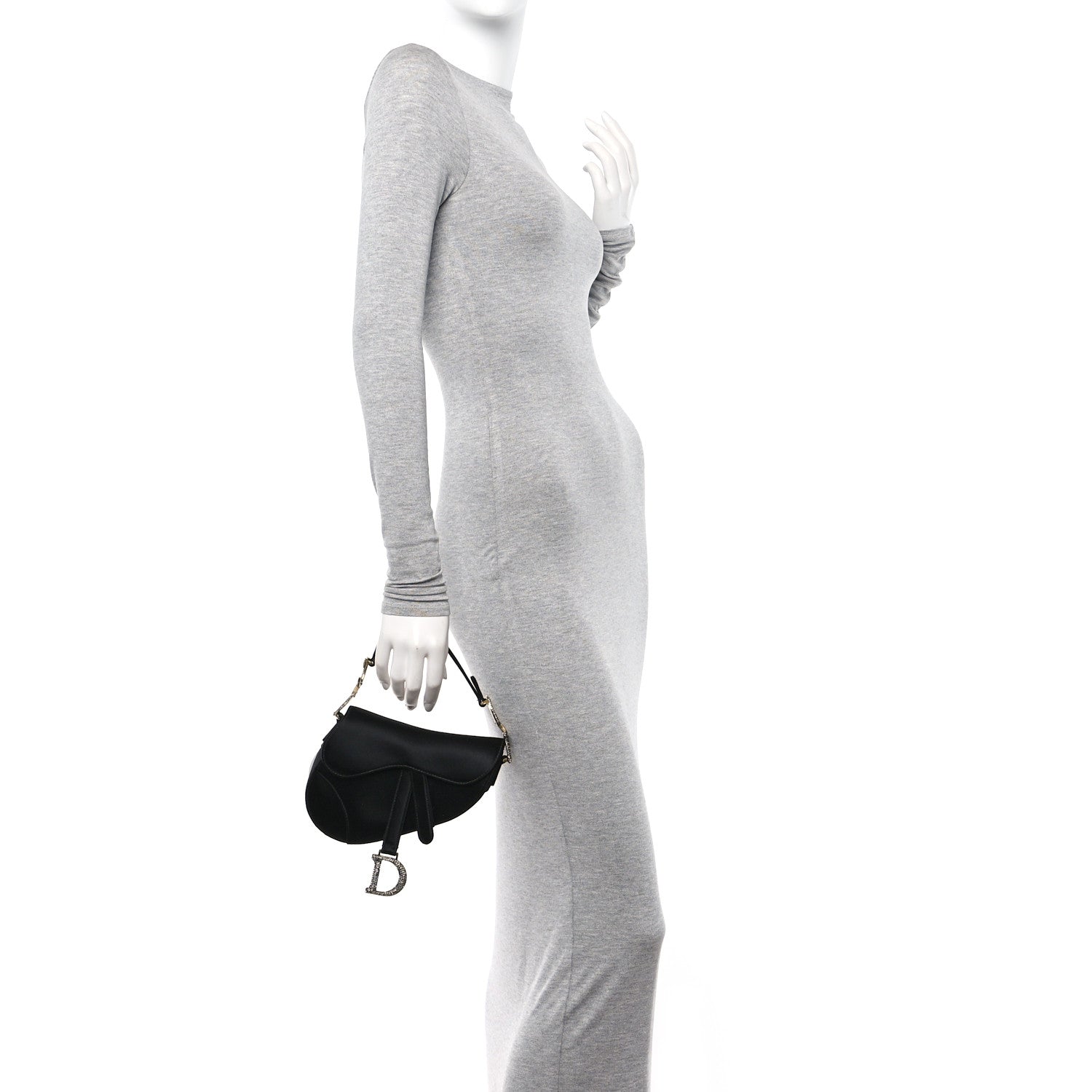 Christian Dior Satin Crystal Mini Saddle Bag Black 2 of 9