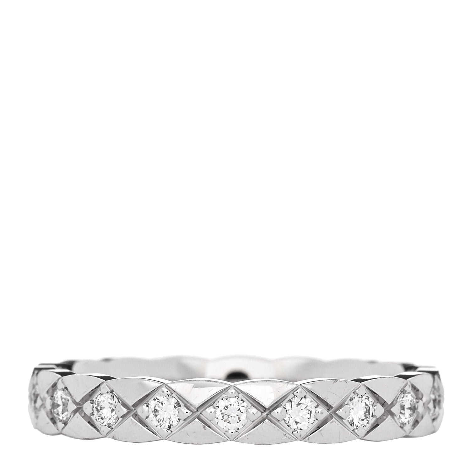 Chanel 18K White Gold Diamond Mini Coco Crush Ring 55 7.25 1 of 5