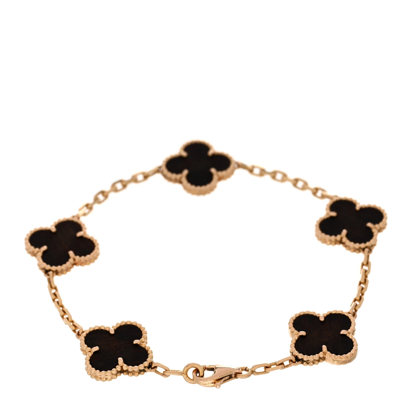 18K Rose Gold Letterwood 5 Motifs Vintage Alhambra Bracelet