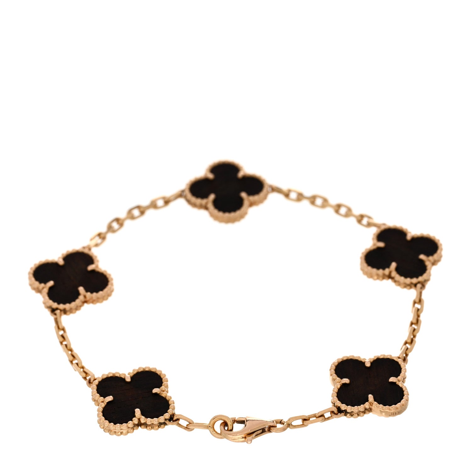 Van Cleef & Arpels 18K Rose Gold Letterwood 5 Motifs Vintage Alhambra Bracelet 2 of 4