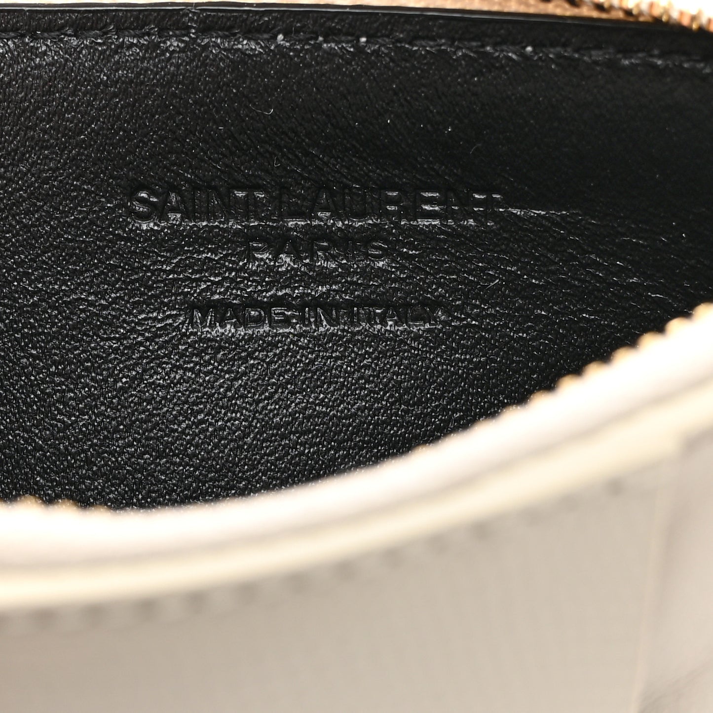 Calfskin Lizard Embossed 5 Fragments Zip Pouch Card Holder Soft Cream