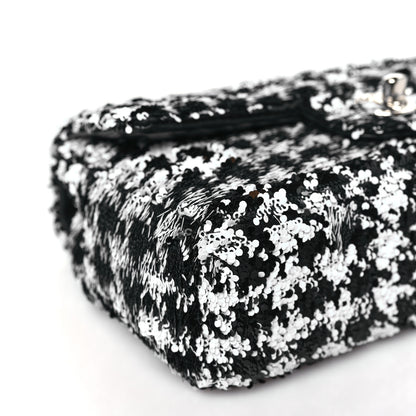 Chanel Sequin Mini Houndstooth Rectangular Flap Black White 9 of 11