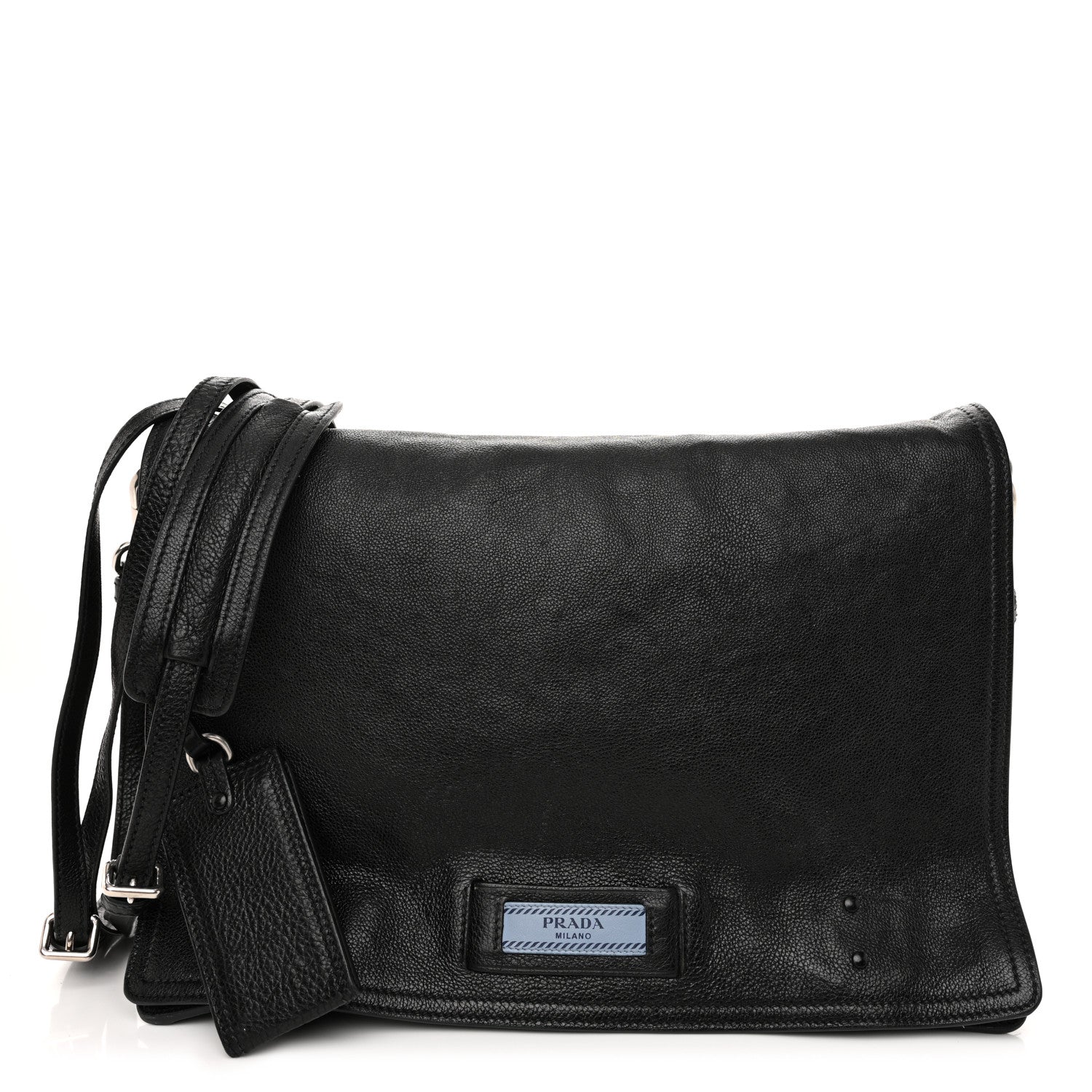 Prada Glace Calf Etiquette Flap Black Astrale 1 of 10