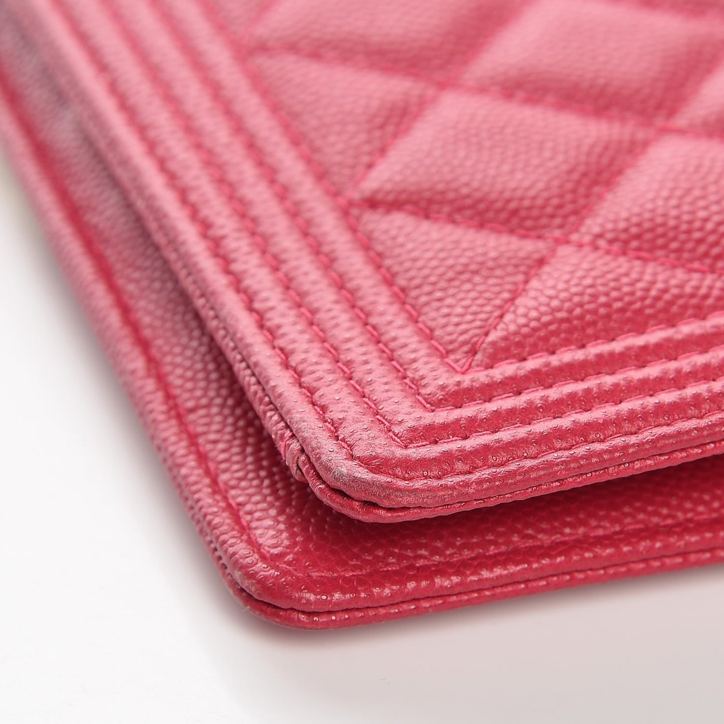 Caviar Quilted Boy Yen Wallet Fuchsia