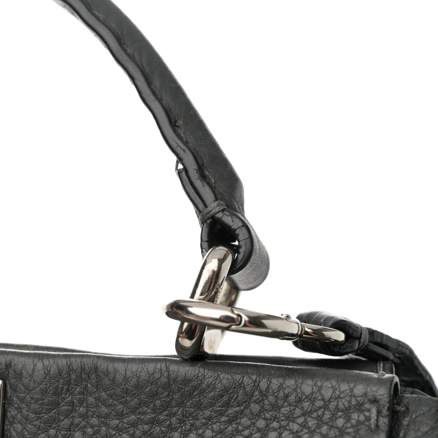 Fendi Cuoio Romano Selleria Bi-Color Medium Peekaboo Iconic Satchel Asfalto Latte 18 of 24