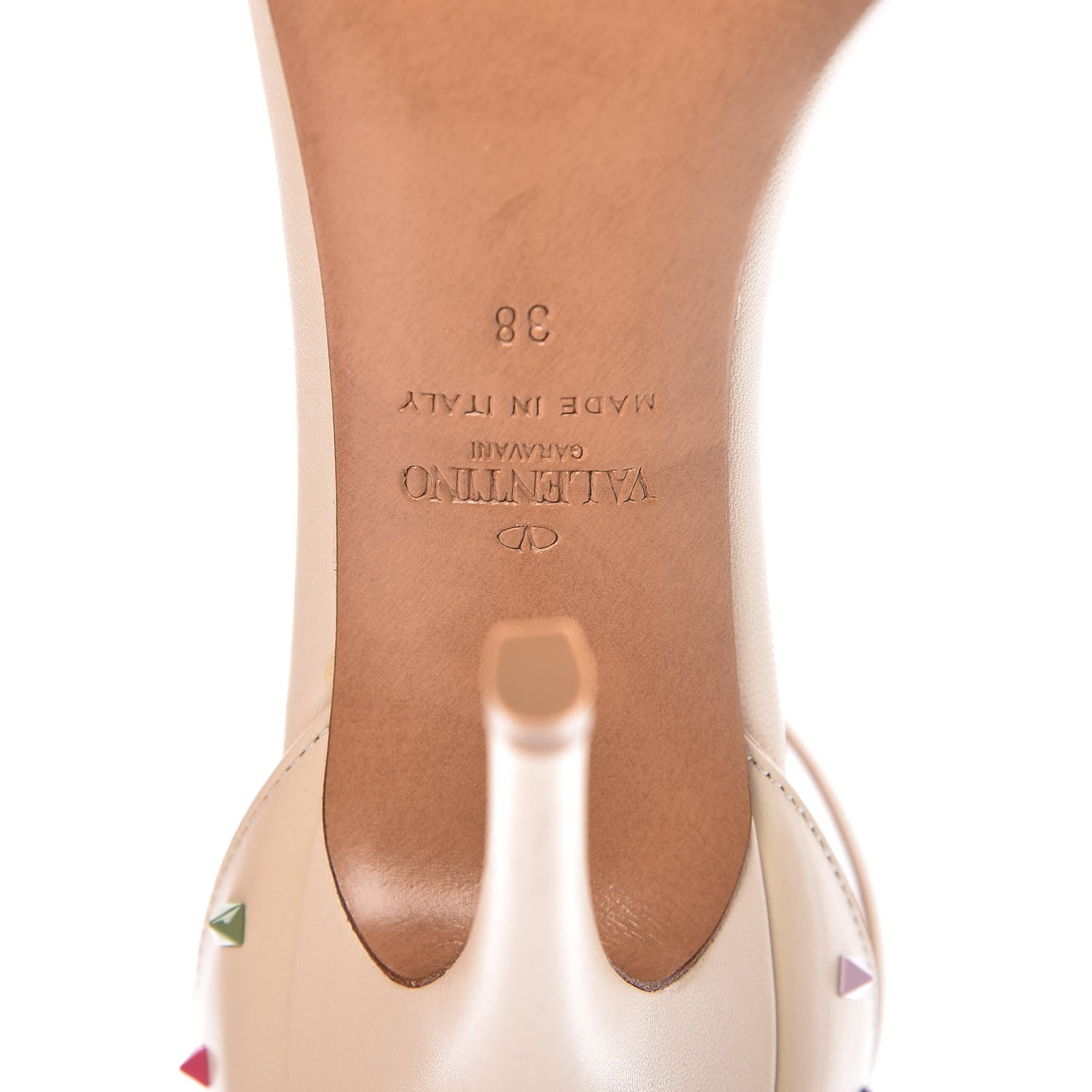 Valentino Garavani Nappa Rainbow Rockstud D'Orsay 105mm Sandals 38 Light Ivory Multicolor 7 of 9