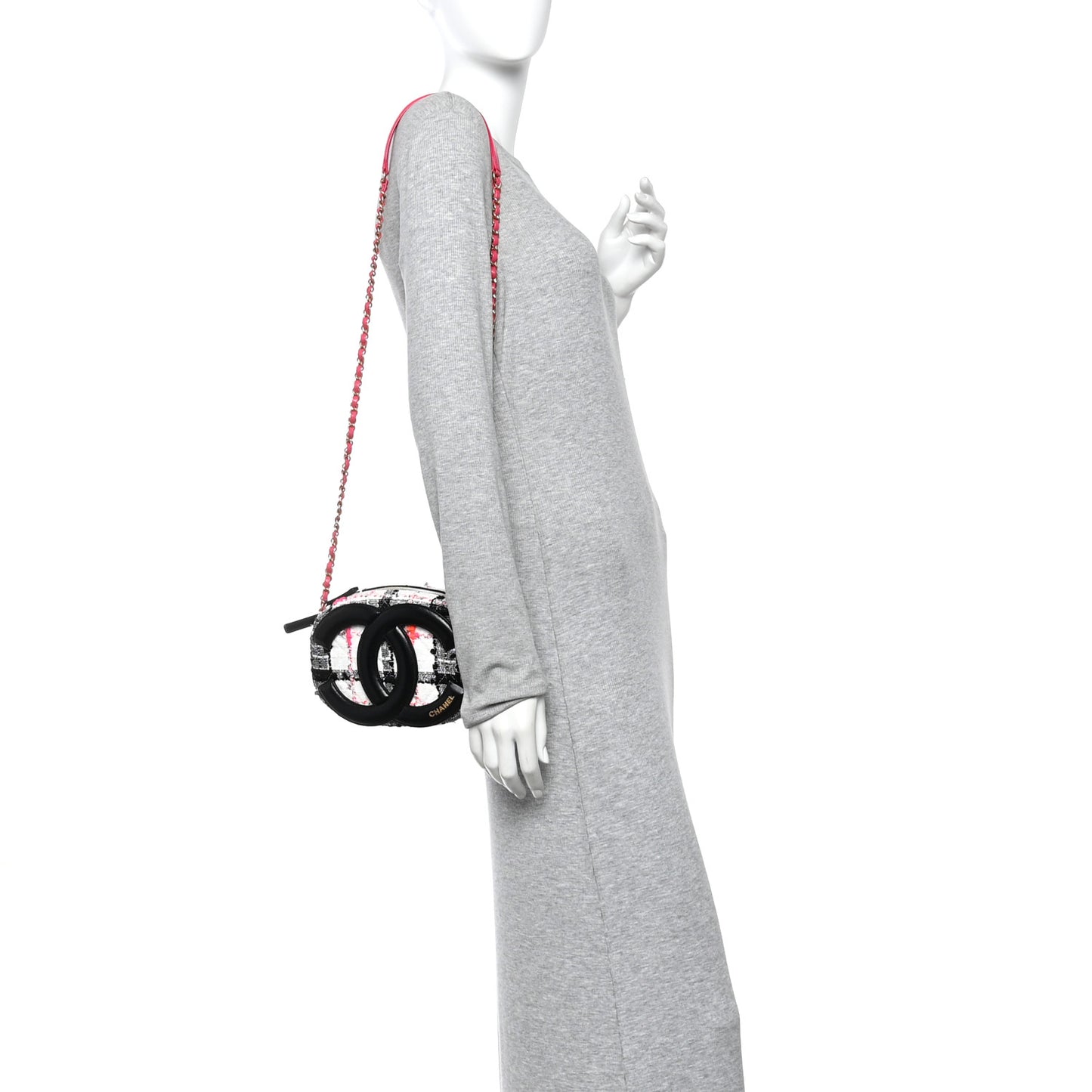 Tweed Lambskin Quilted Coco Midnight Camera Case White Black Multicolor