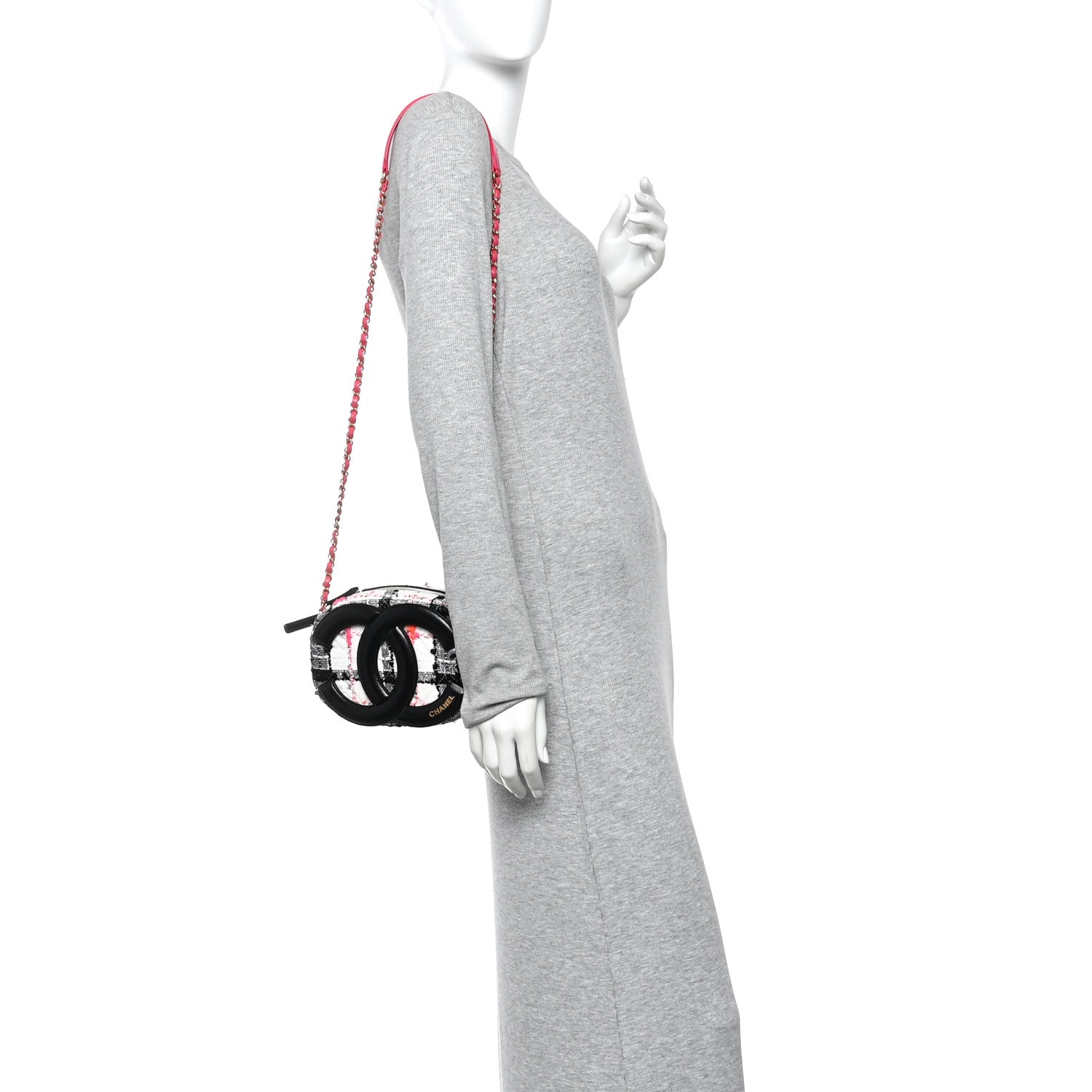 Chanel Tweed Lambskin Quilted Coco Midnight Camera Case White Black Multicolor 2 of 12