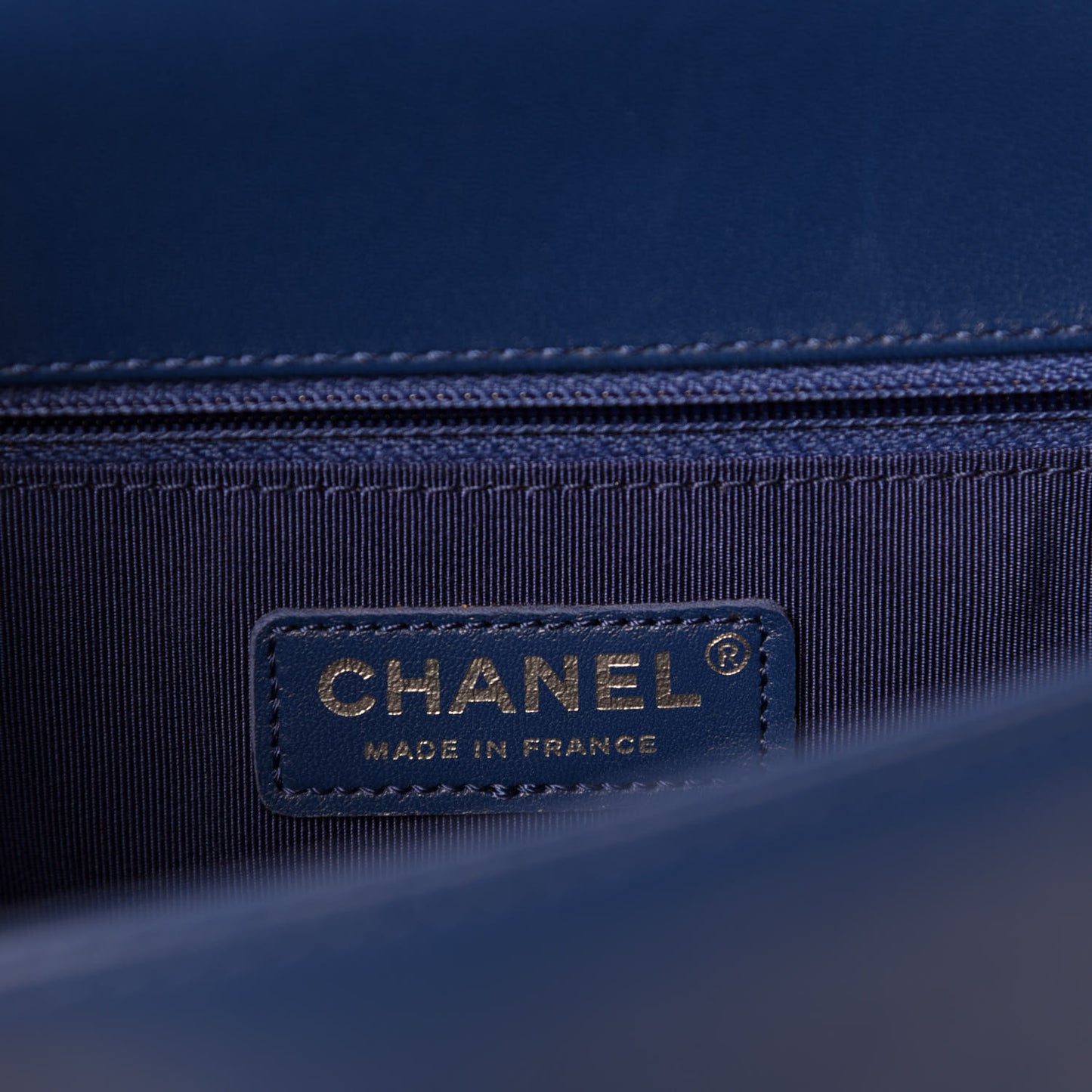 Lambskin Quilted Large Boy Flap Dark Blue