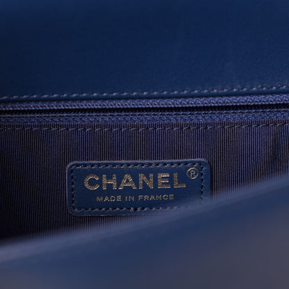 Chanel Lambskin Quilted Large Boy Flap Dark Blue 9 of 12