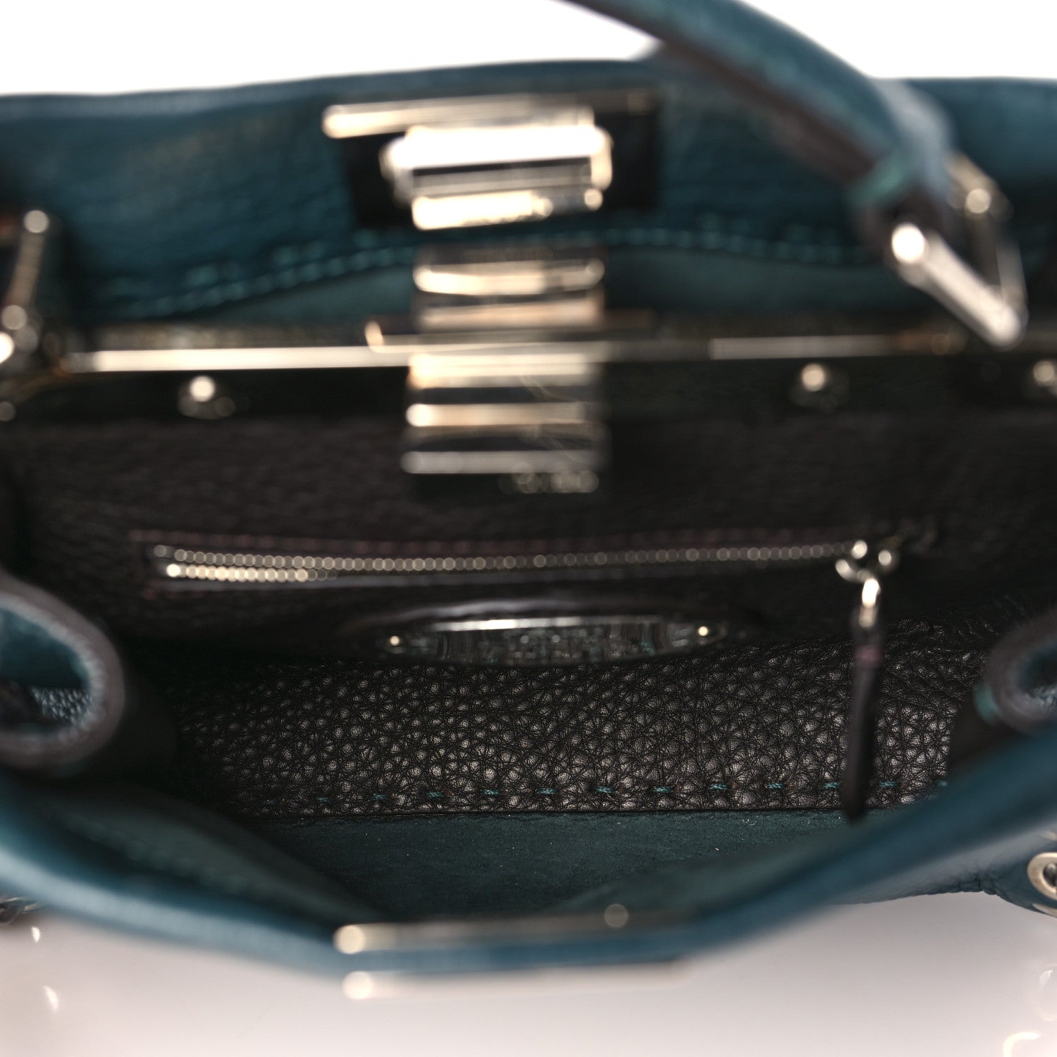 Fendi Cuoio Romano Elaphe Selleria Lace Up Bi-Color Mini Peekaboo Iconic Satchel Amazzonia 6 of 10